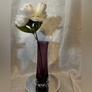 Traditional Twister Vase in Reddish Amethyst Aprox 9 1/2 " signed by artist